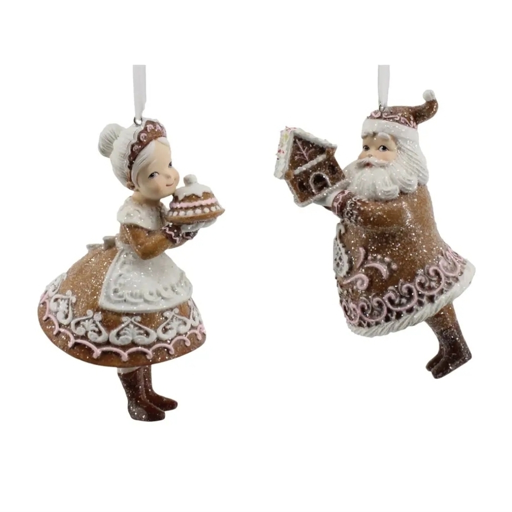 December Diamonds Mrs Claus/ Santa Gingerbread Ornament Set